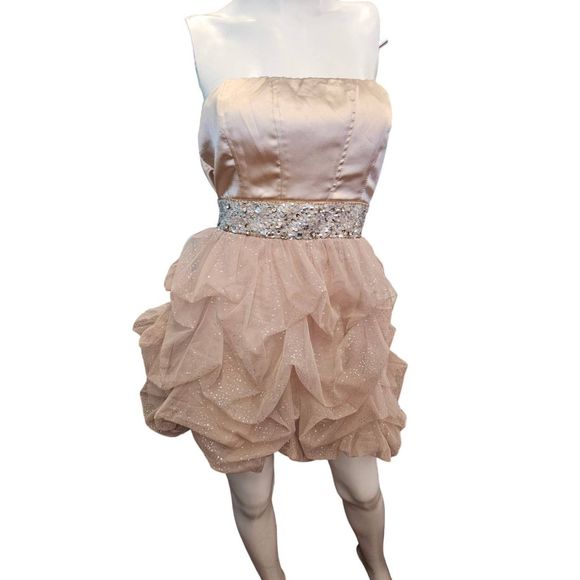 Speechless New w Tags Sparkly Gold Tulle Strapless Dress sz 9 New Years Formal D - Picture 4 of 12